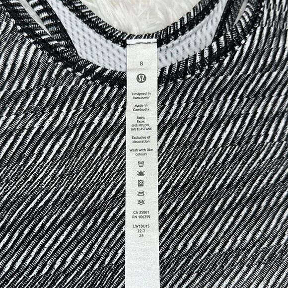 Lululemon Base Pace Ribbed Tank in Time Warp Alpine White Black Size 8 Rare - Picture 6 of 12